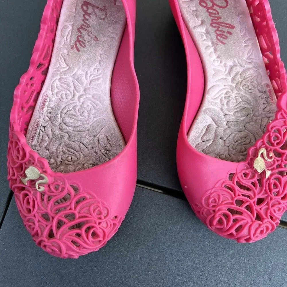 Grendene Kids Barbie Floral Pink Slip On Jelly Flats Shoes Toddler Girls Size 9